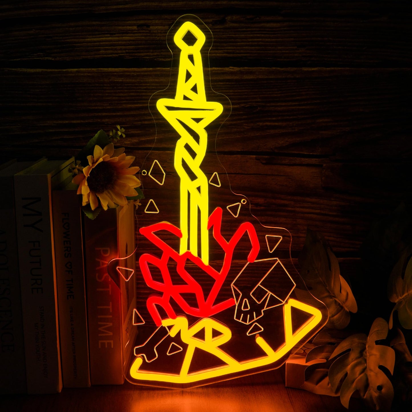 Dark Fantasy Neon Sign Bonfire LED Light for Gaming Room Man Cave Decor Dimmable USB Powered Wall Art, Cool Video Game Gift for Boyfriend Gamer(9.8 *