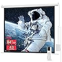 Pyle 84" Portable Motorized Matte White Projector Screen - Automatic Projection Display with Wall/Ceiling Mount, Remote and Case - for Home Movie