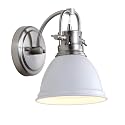 SAFAVIEH SCN4053B Lighting Lawson Brush Nickel and White Bathroom (LED Bulb Included) Sconce