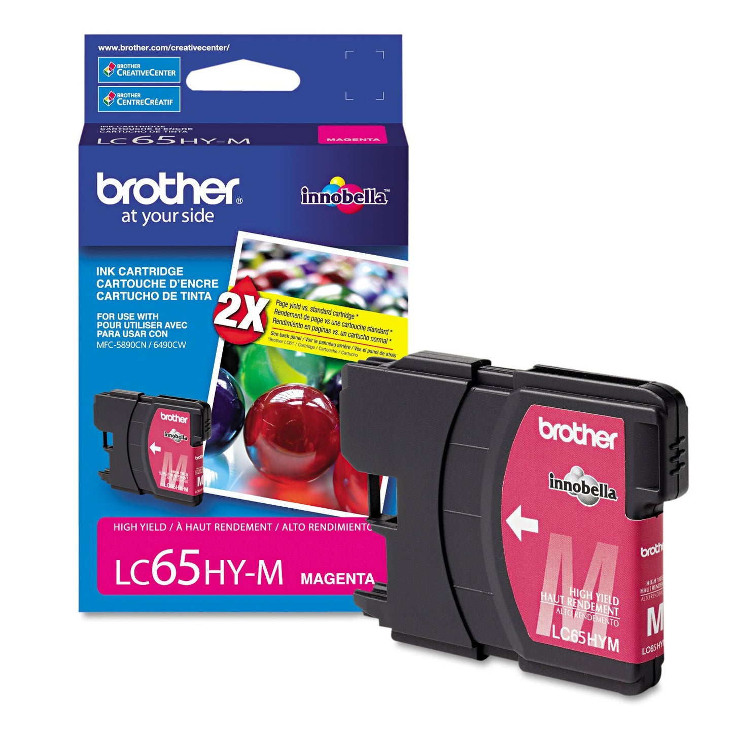Brother LC65HYM Innobella High-Yield Ink Cartridge, Magenta - in Retail Packaging