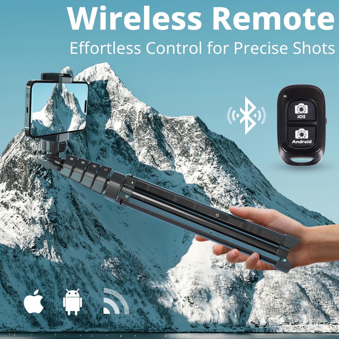 UBeesize 67" Phone Tripod & Selfie Stick, Camera Tripods Stand with Wireless Remote and Phone Holder,Compatible with iPhone Android Phone, Perfect