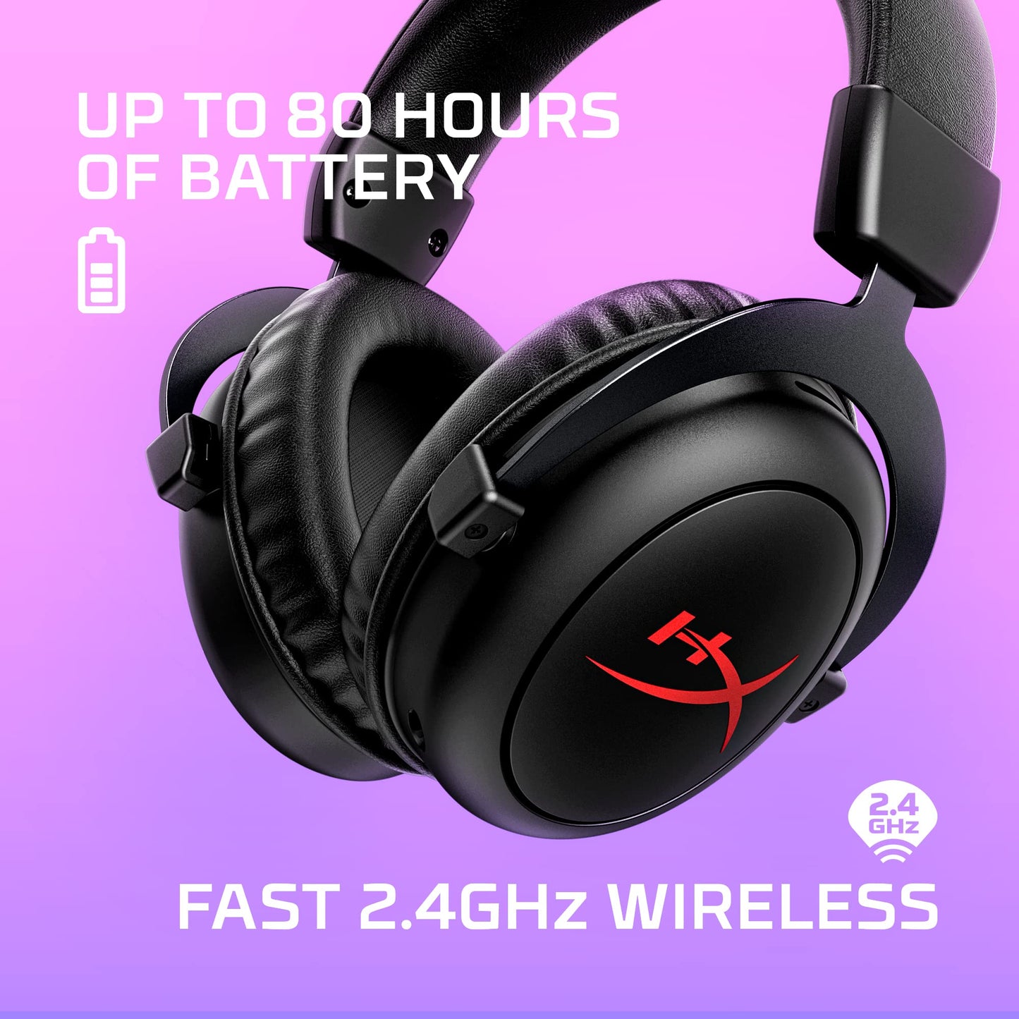 HyperX Cloud II Core Wireless - Gaming Headset for PC, DTS Headphone:X Spatial Audio, Memory Foam Ear Pads, Black