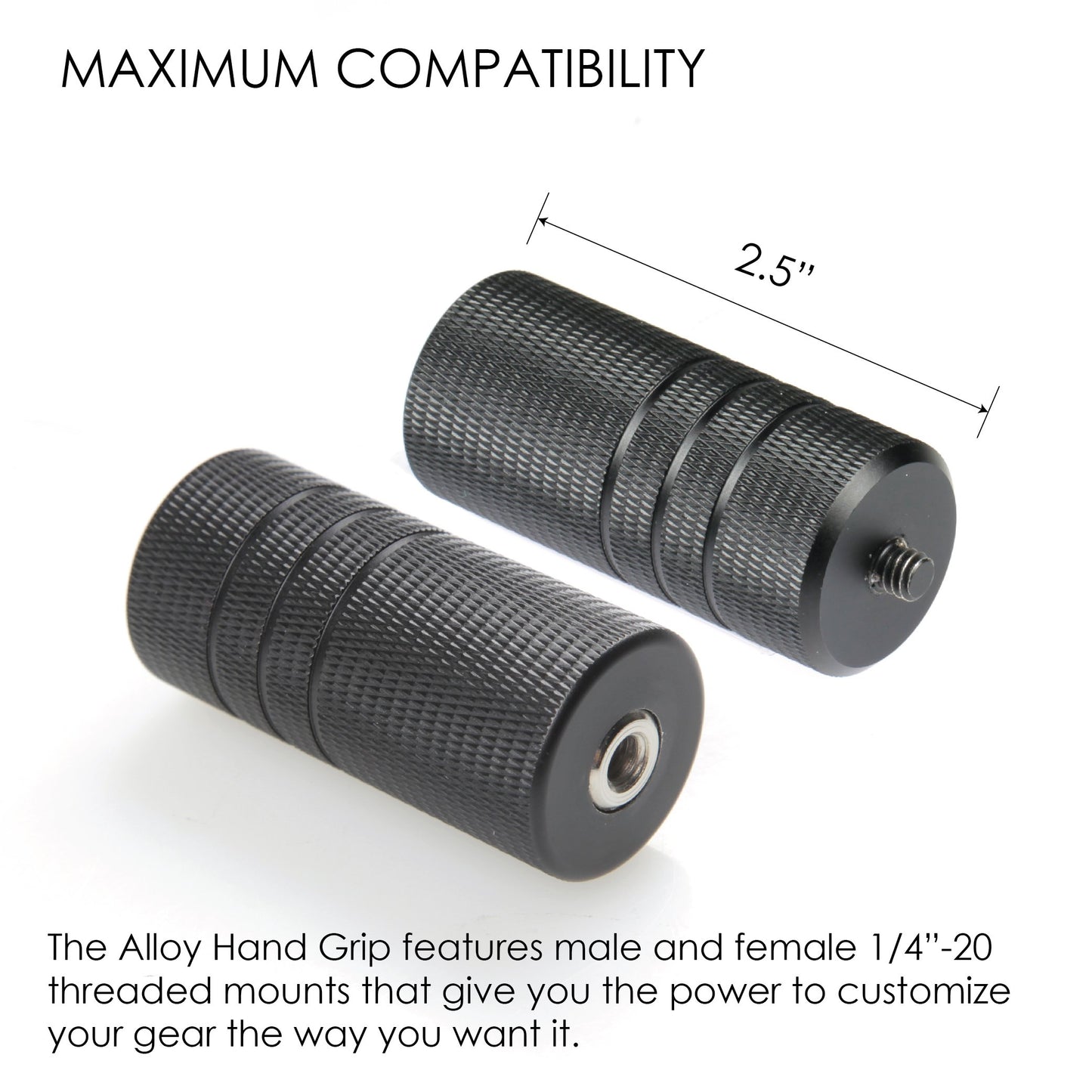 Ztylus Alloy Hand Grip: Textured Handle, Handheld Stabilizer Mount, Stick Accessory, Mirrorless Camera Gear, Smartphone Rig Compatibility (Alloy Hand