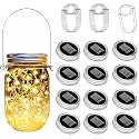 Ostritec Solar Mason Jar Lights Lids, 12 Pack 30 Led Fairy Lights(Jars Not Included), Outdoor Hanging Mason Jar Solar Lights, Fairy in a Jar Firefly
