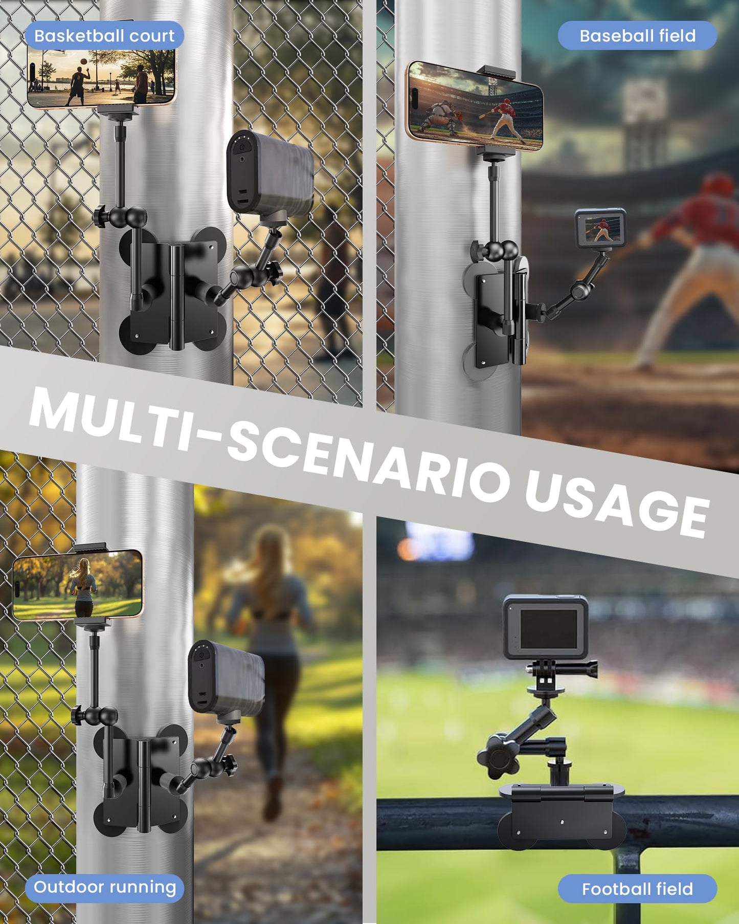 RTKJEQQ Magnetic Phone Mount Compatible with DJI Osmo Pocket 3, Mevo Start, GoPro, iPhone, and Action Cameras for Recording Baseball, Softball