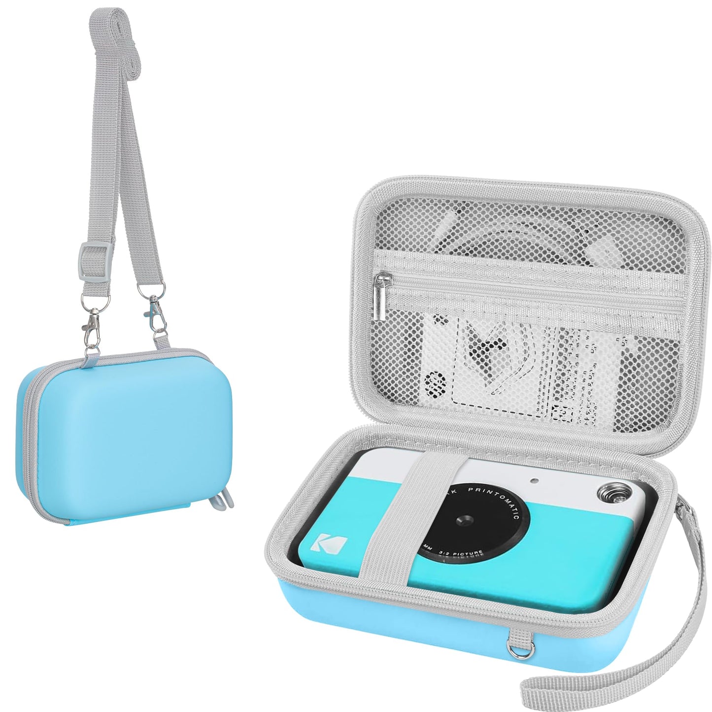 Leayjeen Hard EVA Camera Case Compatible with Kodak Printomatic/Step/Smile Instant Camera, Portable Shockproof Storage Bag(Case Only)(Blue)