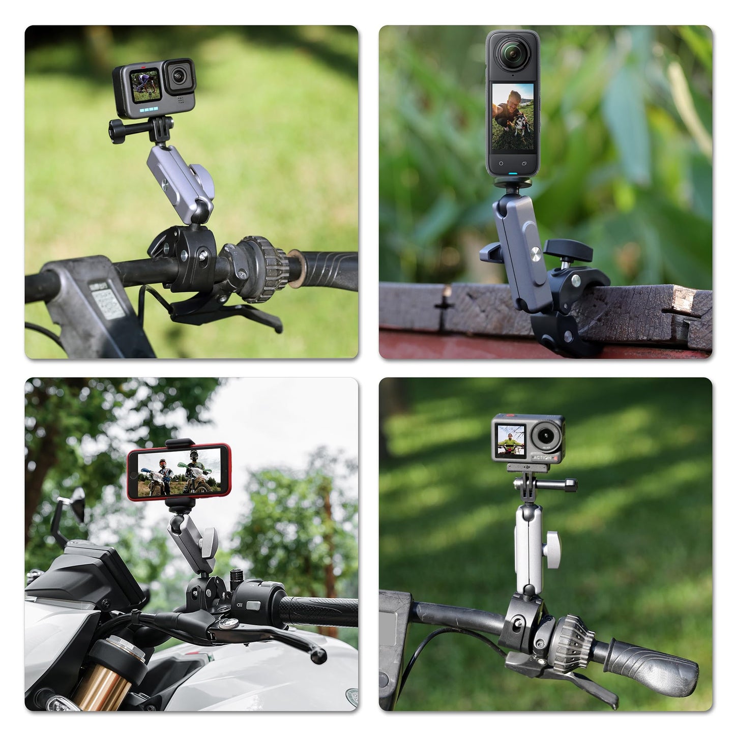 SOONSUN Super Clamp Camera Mount with Dual 360° Ballhead, Magic Arm & Phone Clip, Heavy Duty Clamp Mount for GoPro, Insta360, DJI Osmo, DSLR, iPhone