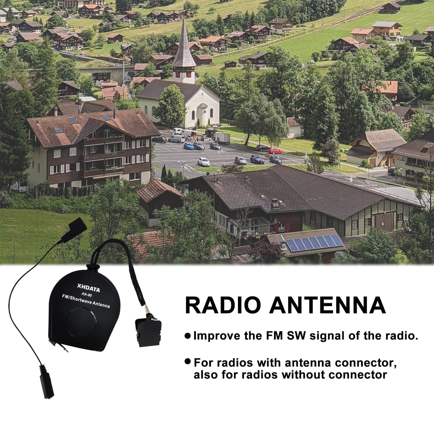 XHDATA AN-80 Shortwave Reel Antenna FM SW External Antenna Whip Antenna to Improve Signal Reception Suitable for FM SW Radio