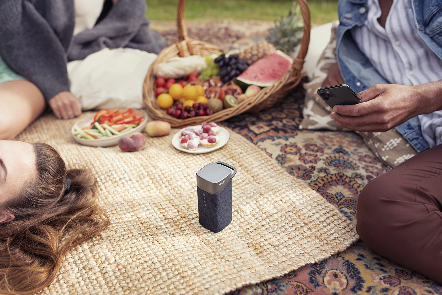 PHILIPS S3505 Wireless Bluetooth Speaker with Bold Sound, Kvadrat Speaker Fabric, Up to 10 Hours Playtime, IPX7 Waterproof, Shower Ready, Small Size
