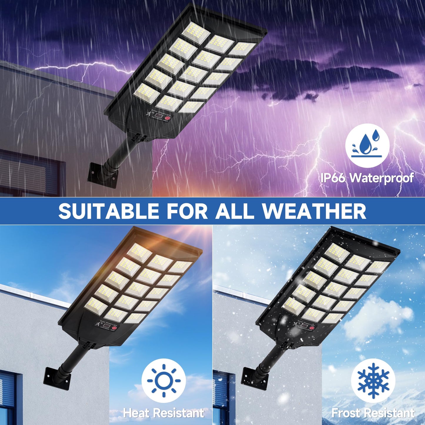 Oneluner Solar Lights Outdoor Waterproof, 6500K Dusk to Dawn Solar Street Light Motion Sensor with Remote, LED Security Flood Light for Outside Garden