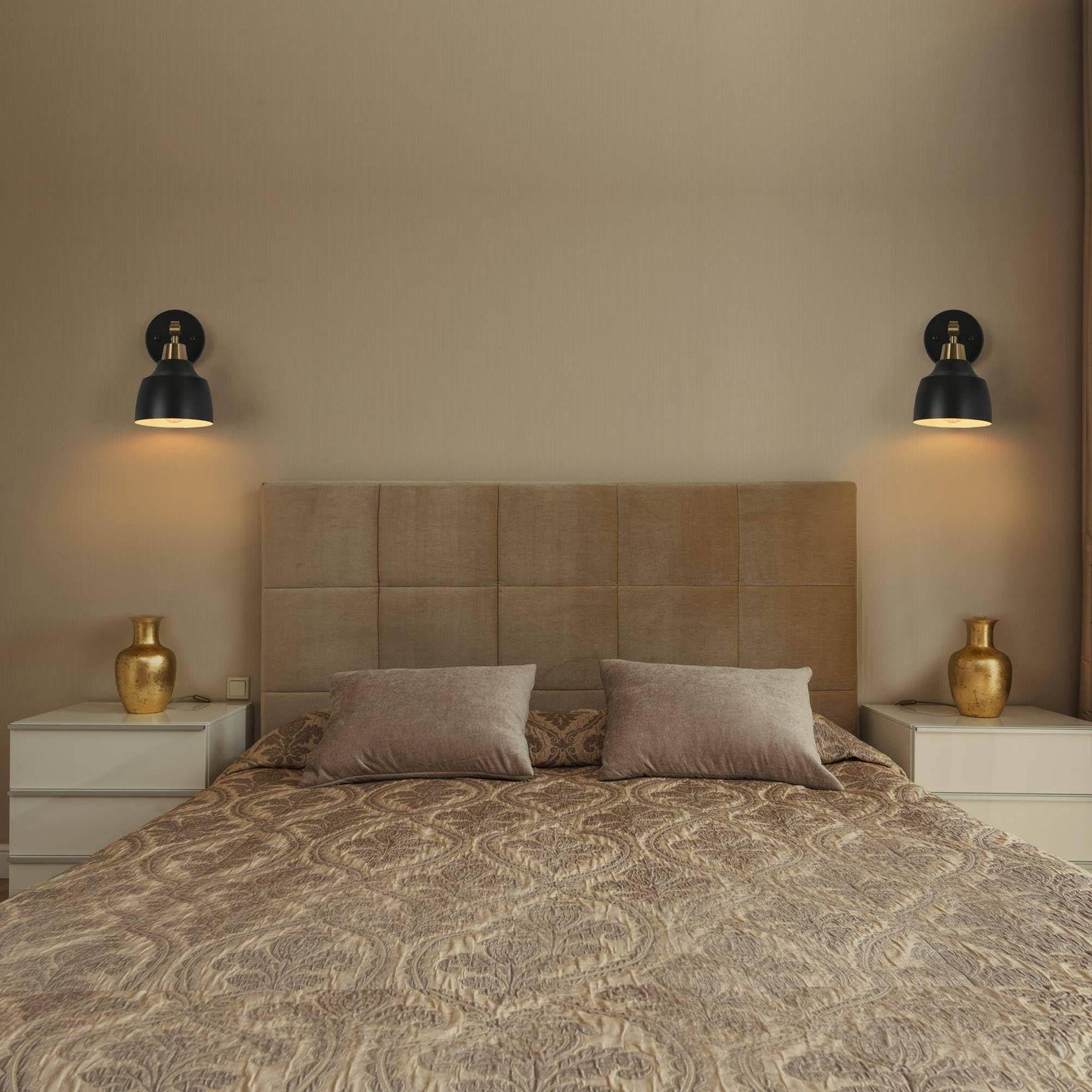 classy leaves Sconces Wall Lighting, Black and Gold Modern Bedroom Wall Sconces Indoor, Metal Wall Sconces Lights Light Fixture for Bathroom, Powder