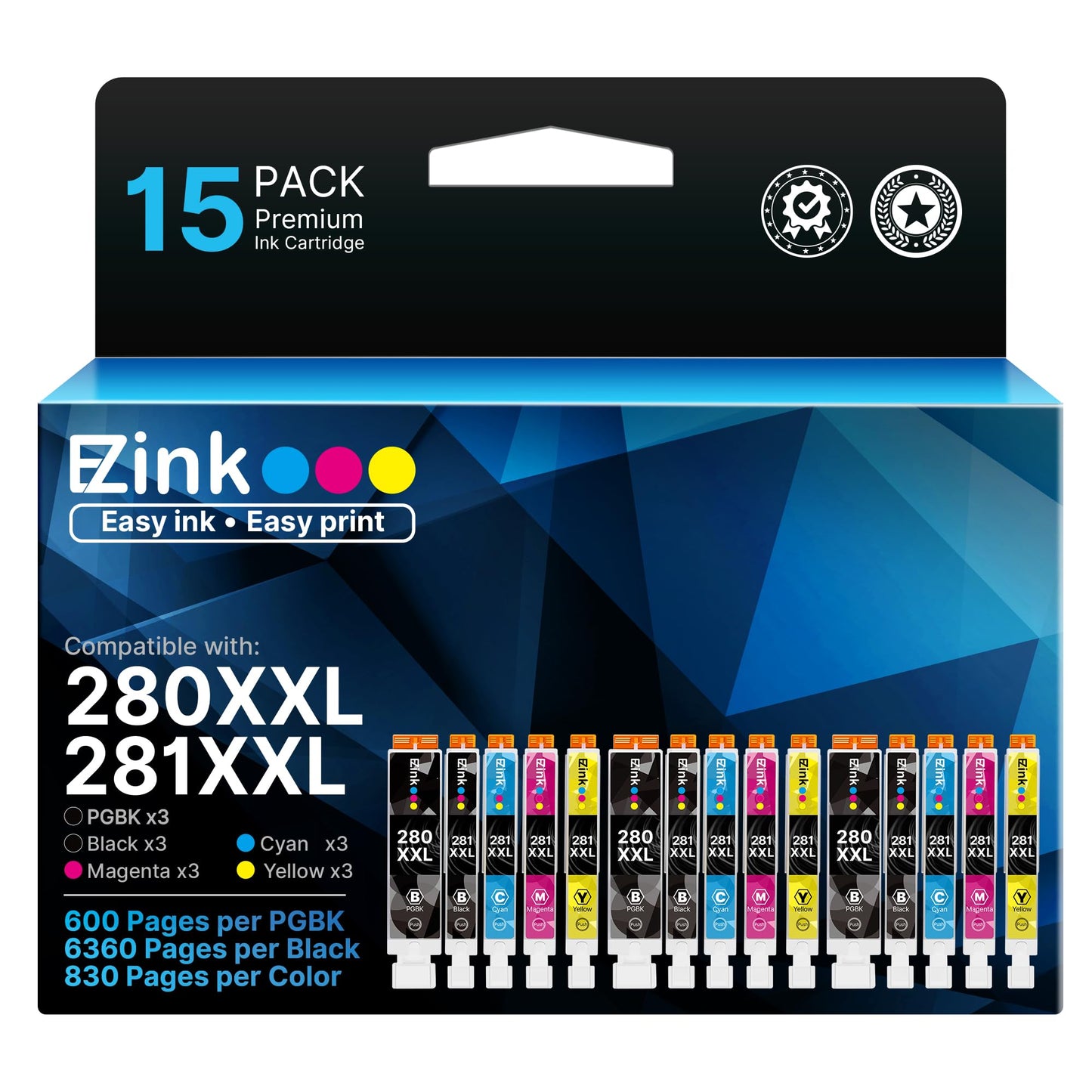E-Z Ink 15 Pack 280XXL 281XXL Compatible for Canon tr8620a Ink cartridges