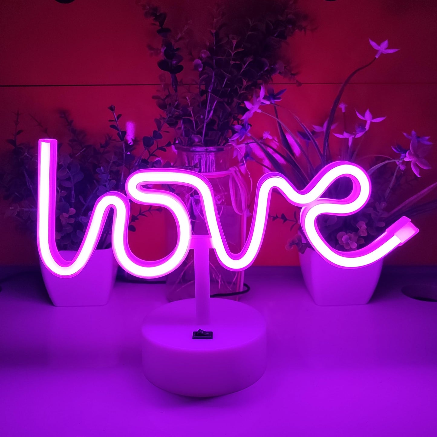 JYWJ Neon Signs with Holder Base,USB or 3-AA Battery Powered Neon Light,LED Table Decoration,Bedroom Wall Decoration,Birthday Gift,Wedding Supplies