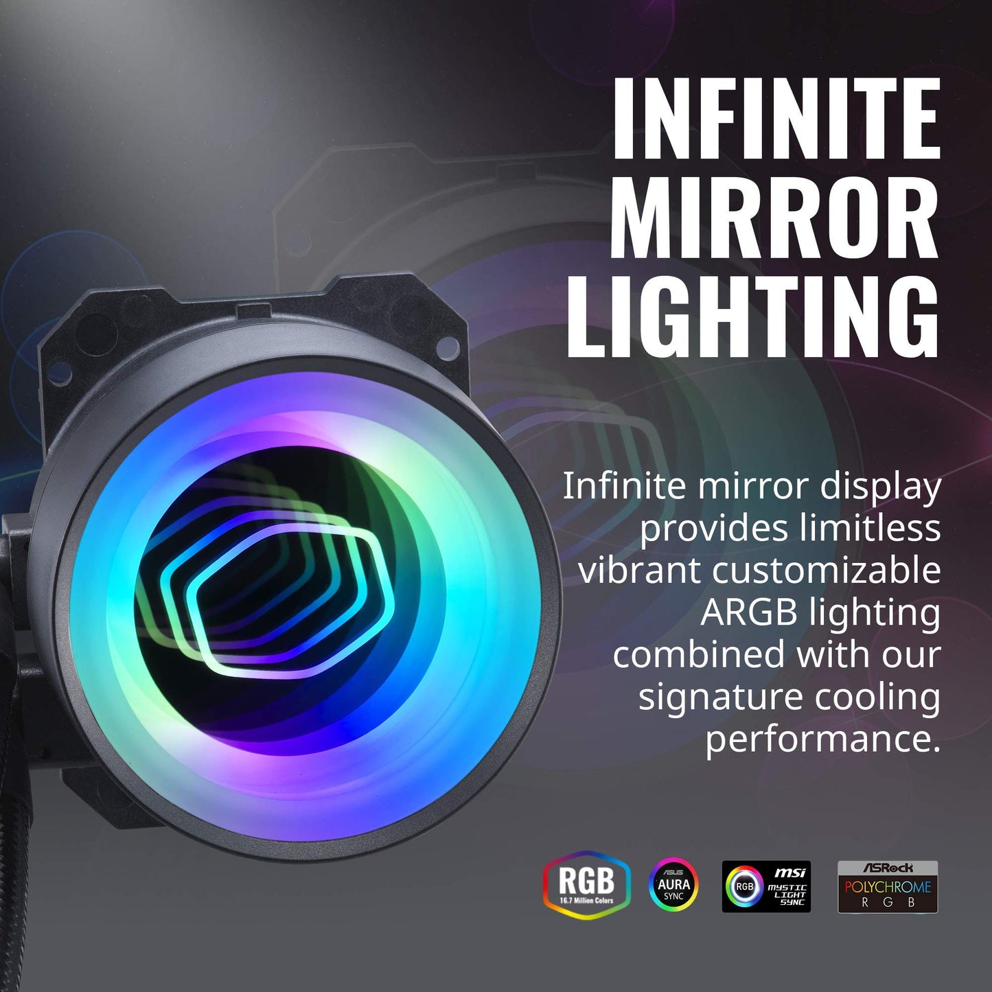 Cooler Master MasterLiquid ML240 Mirror ARGB Close-Loop AIO CPU Liquid Cooler, Mirror ARGB Pump, 240 Radiator, Dual SickleFlow 120mm, 3rd Gen Dual