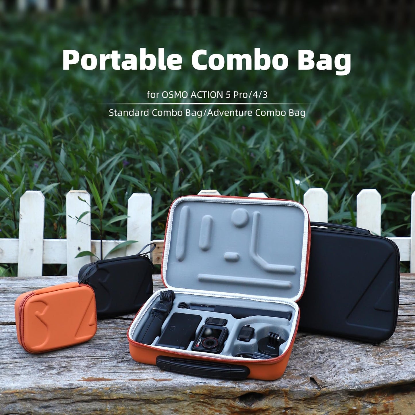 FSIDIWT Carrying Case for DJI Osmo Action 5 Pro/4/3, Portable PU Storage Travel Bag for DJI Osmo Action 5 Pro/4/3 Accessories (Orange)