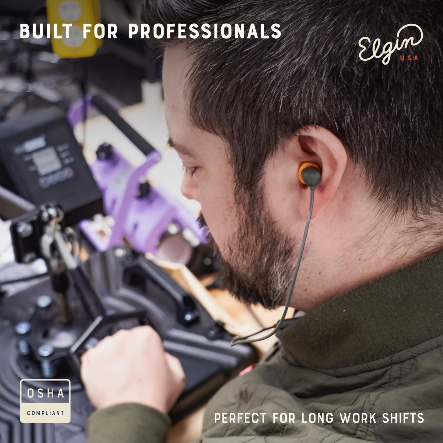 Elgin Discord Gen 3 Bluetooth Earplug Earbuds, OSHA Compliant Wireless in-Ear Headphones, 31dB NRR ANSI Certified Noise Isolation, Dynamic 8mm Driver
