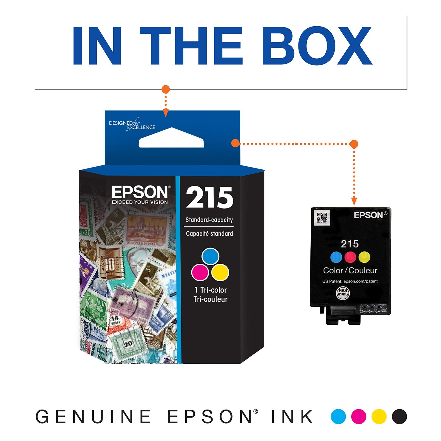 EPSON 215 Ink Standard Capacity Tricolor Cartridge (T215530-S) Works with WorkForce WF-100, 110 and EC-110