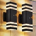DASTOR Dusk to Dawn Outdoor Wall Lights 2 Pack, 3000K Warm White Exterior Lighting Fixtures, Up and Down Porch Lights Outdoor Wall, Waterproof Outside
