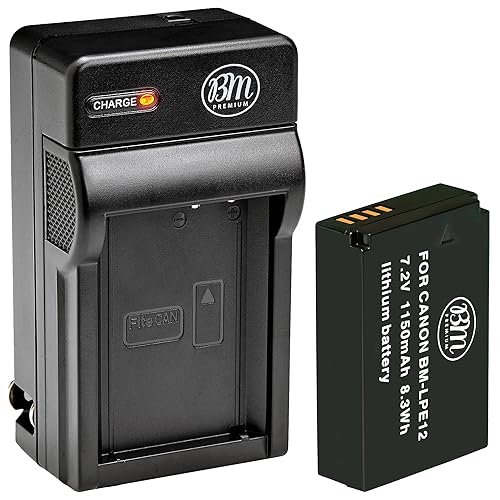BM Premium LP-E12 Battery and Charger Kit for Canon EOS-M, EOS M2, EOS M10, EOS M50, EOS M50 Mark II, EOS M100, EOS M200, SX70 HS, Rebel SL1 Cameras