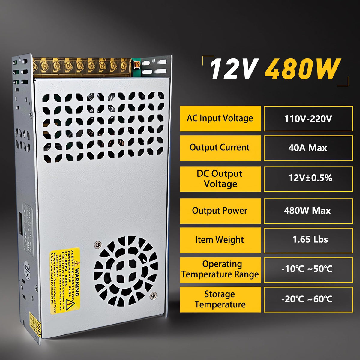 110V AC to 12V DC Converter 40A 480W Power Supply 120V to 12V Converter