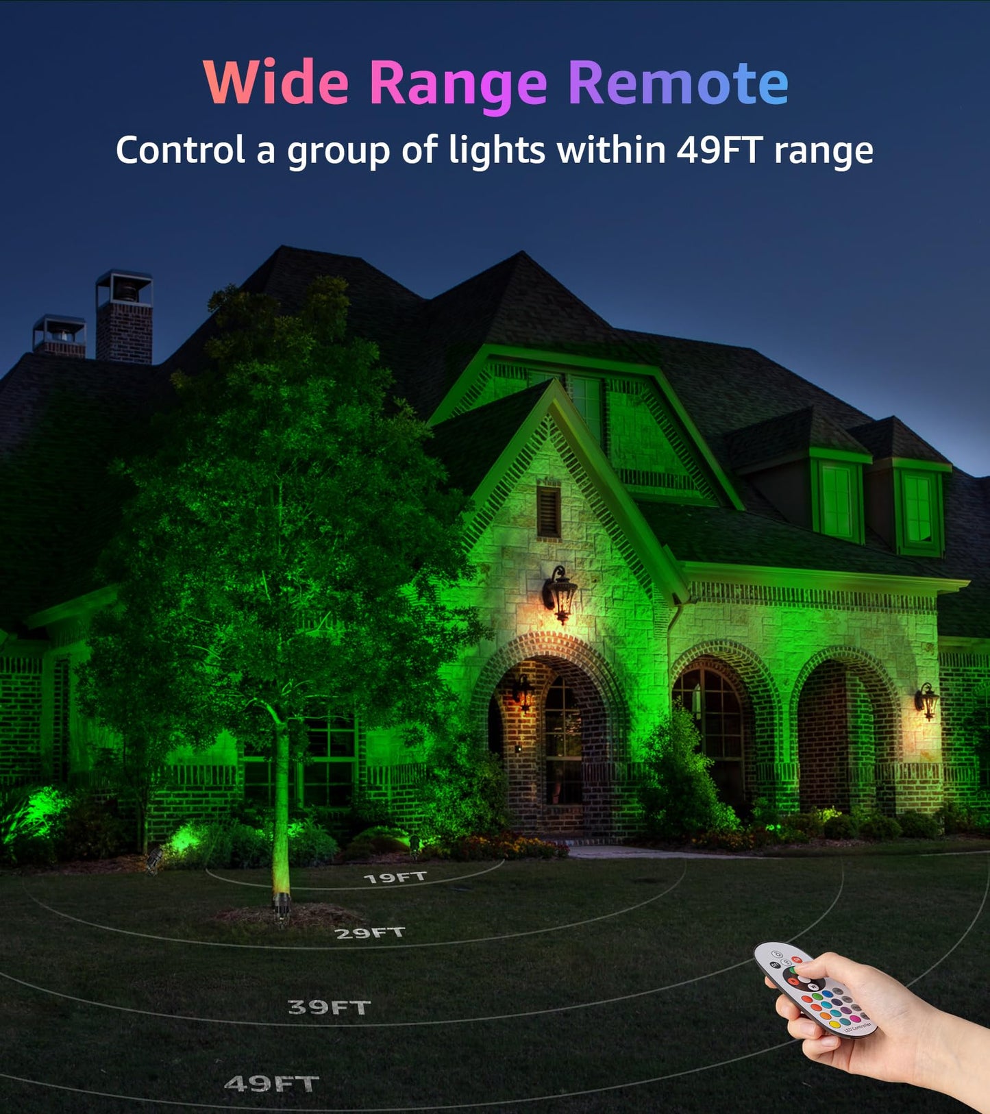 SUNVIE RGB Spot Lights Outdoor 12W LED Color Changing Landscape Lights with Remote Control 120V RGBW Landscape Lighting Waterproof Outdoor Spotlight