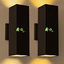 Motion Sensor Outdoor Wall Lights 2-Pack, Dusk to Dawn Exterior Light Fixtures with 3 Lighting Modes, 13'' Up Down Porch Lights with 15W LED Bulbs