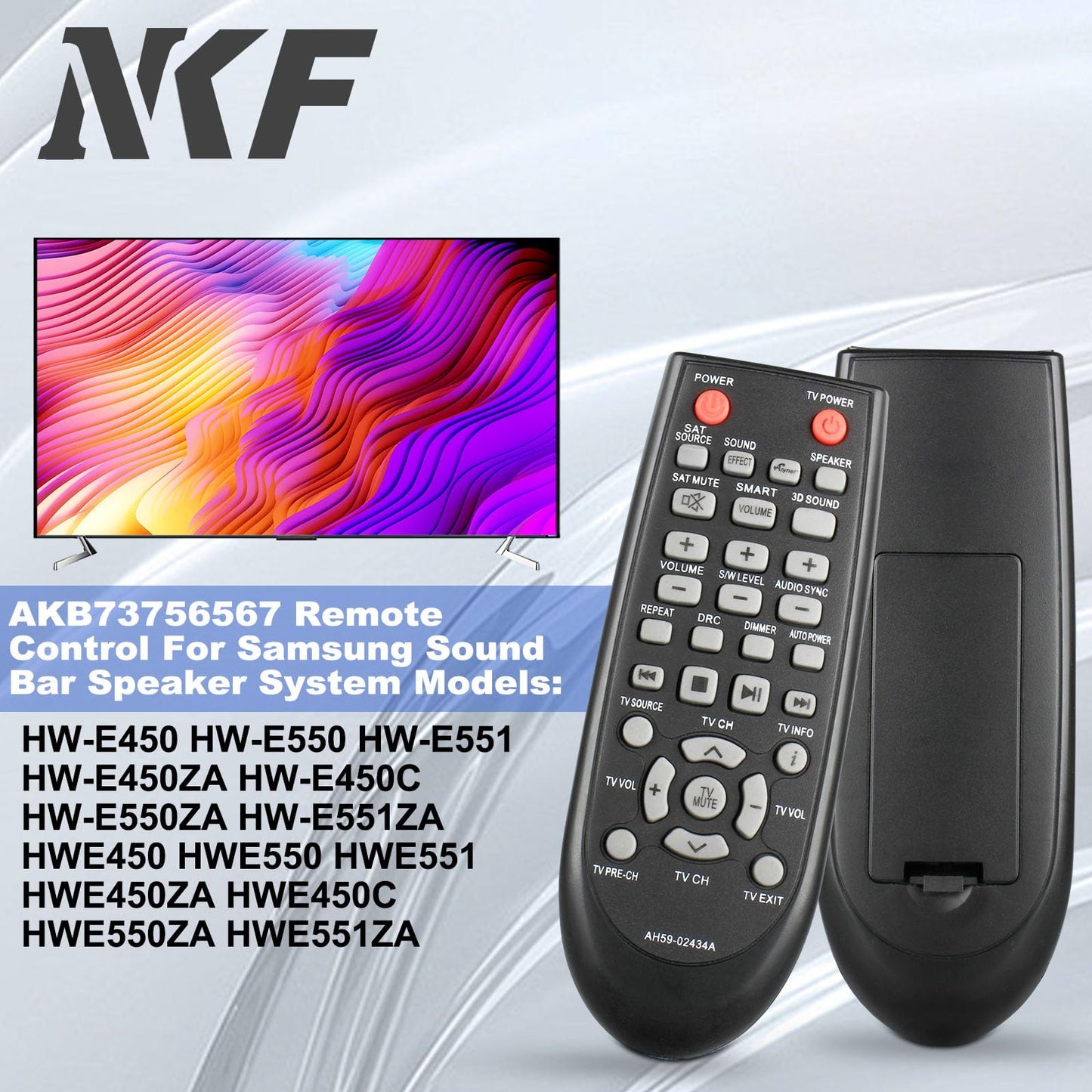 AH59-02434A for Samsung SoundBar Remote Replacement: No Programming Needed, Remote for Samsung Sound Bar Speaker System Models HW-E450 HW-E550 HW-E551