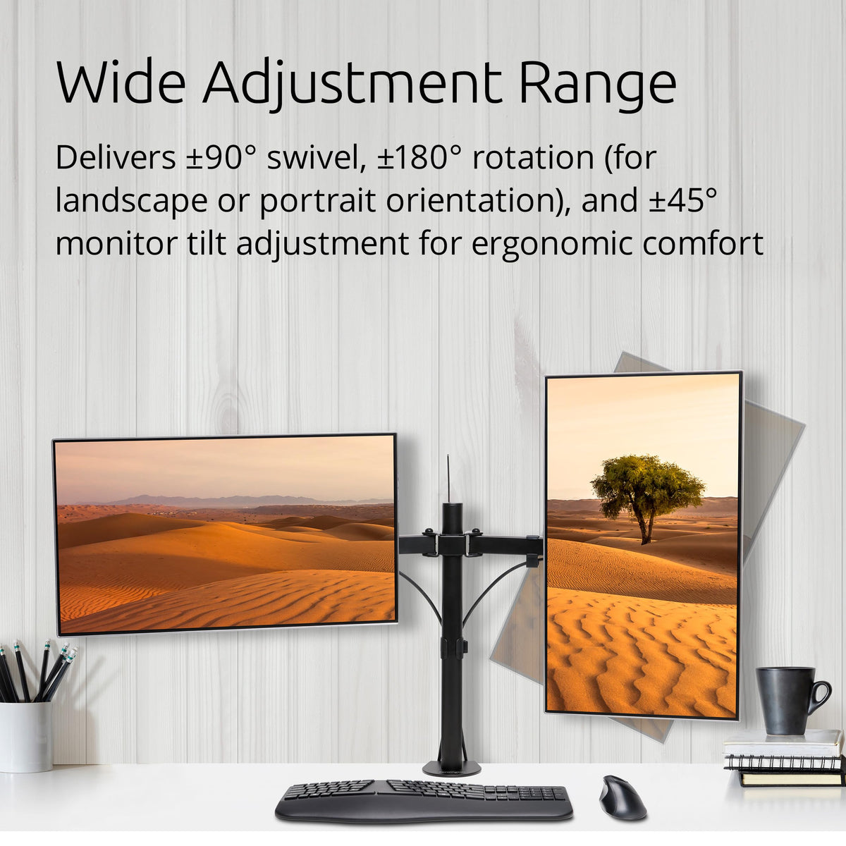 Kensington Dual Monitor Desk Mount, SmartFit Ergonomic Dual Monitor Arm for 2 Monitors Up to 32 inch and 17.6lbs for Office, Home, VESA Mount C-clamp