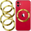 SALEX Compatible with Magsafe Magnetic Rings 4 Pack Set - Metal Rings for Cell Phone Case - Gold Round Magnet Sticker - Add to Any Case - Replacement