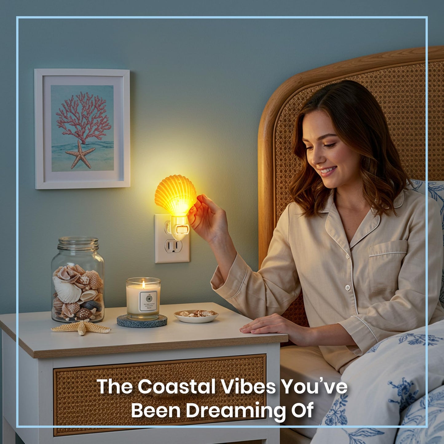 Nautical Crush Trading Seashell Night Light - Beach Night Light with Mexican Cup - Shell Light for Bathroom - Sea Shell Lamp - Seashell Lamp Plug Into