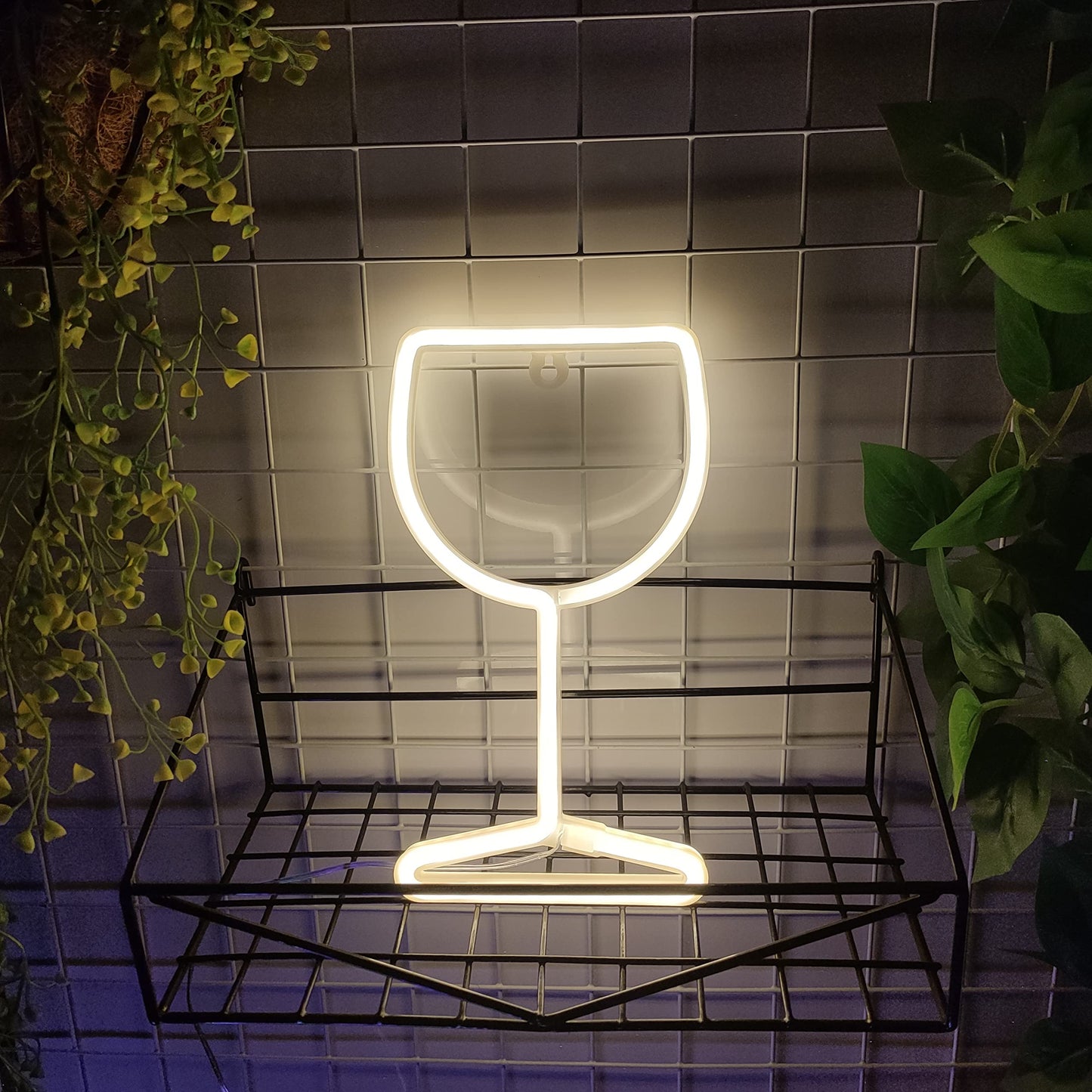 JYWJ Wine Glass Neon Sign,USB or 3-AA Battery Powered Neon Light,LED Table Decoration,Bedroom Wall Decoration,Birthday Gift,Wedding Supplies Business