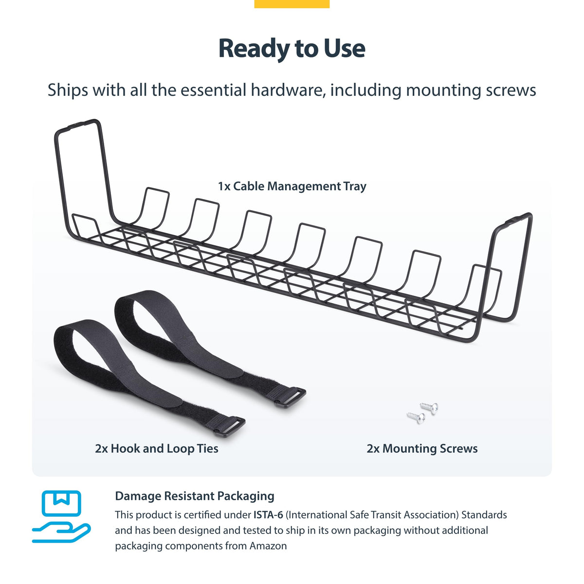 StarTech Under Desk Cable Management Tray, Black (S1MB-Desk-Cable-Tray)