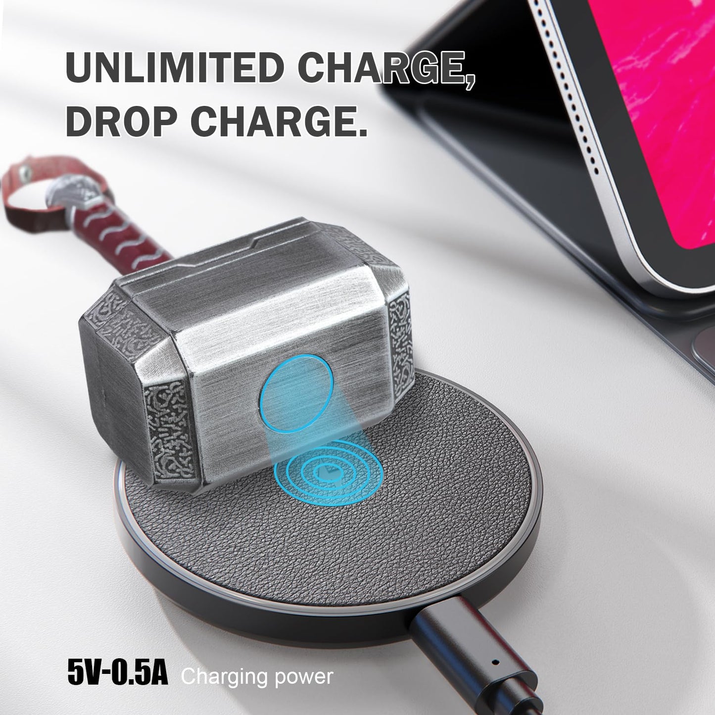 Wireless Earbuds with Thor Hammer Wireless Charging Case,5.3 Bluetooth Ear Buds Light-Weight Headphones,Novelty Gifts for Men