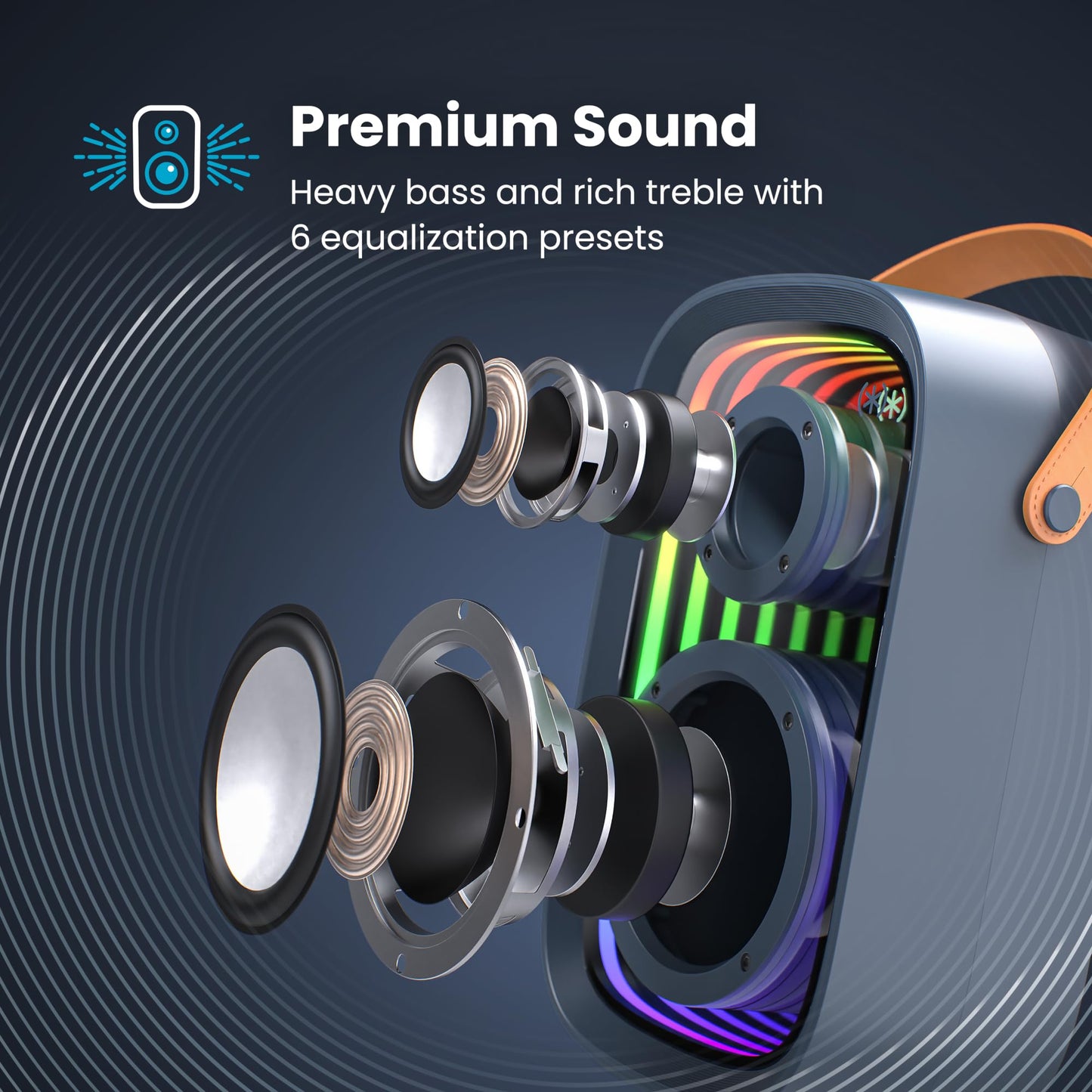 Speck Speaker Gemtones Infinity Speaker Mini - Dark Grey/Chrome/Tan