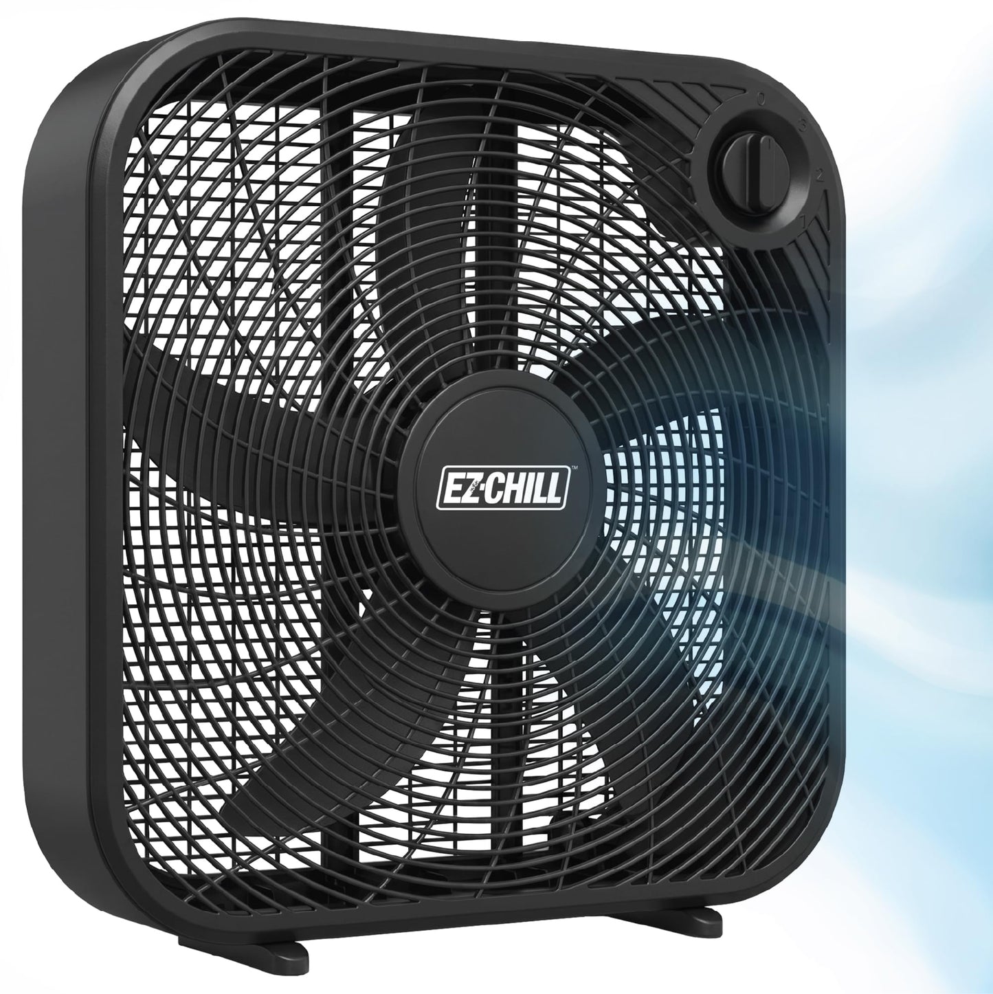 EZ-CHILL 20" 3-Speed Box Fan, Ideal for Home, Bedroom, & Office, Black