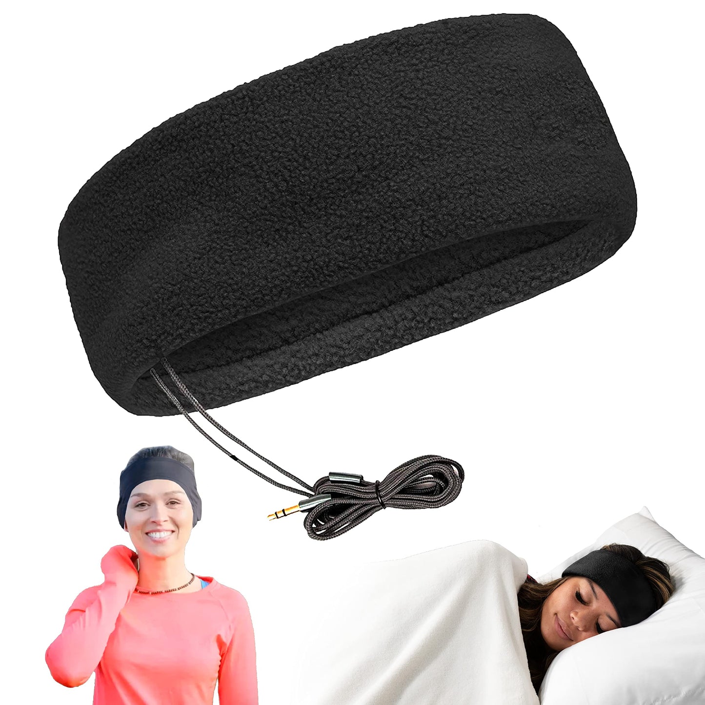 CozyPhones Fleece Sleep Headphones - Wired Over Ear Headphones from Ultra Thin Earphones for Side Sleepers, Meditation, Running, Laptop, and Phone