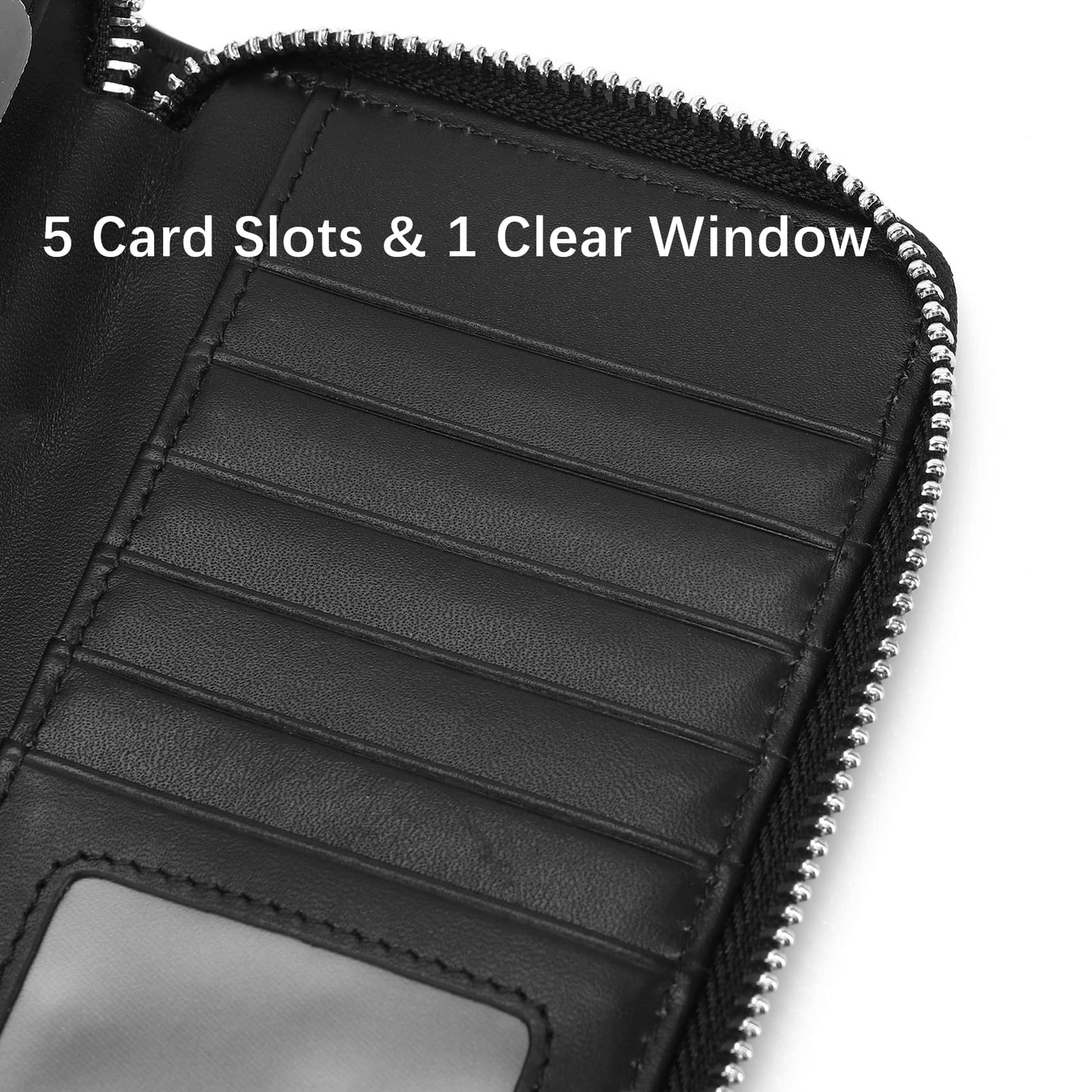 Genuine Leather Zipper Checkbook Cover with Divider & Card Holder Italian Calfskin, For Men & Women, Deluxe Check Holder RFID Blocking