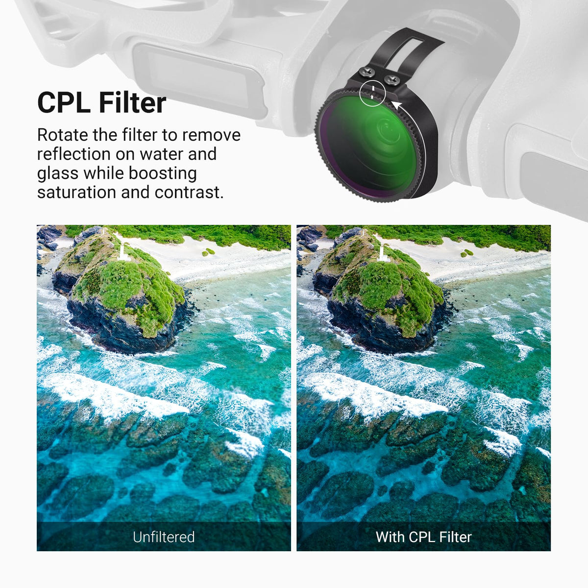 NEEWER CPL + ND Filter Set Compatible with DJI NEO 2 Only, 3 Pack Snap On Drone Camera Lens Accessories Kit Neutral Density (ND8/32) Circular