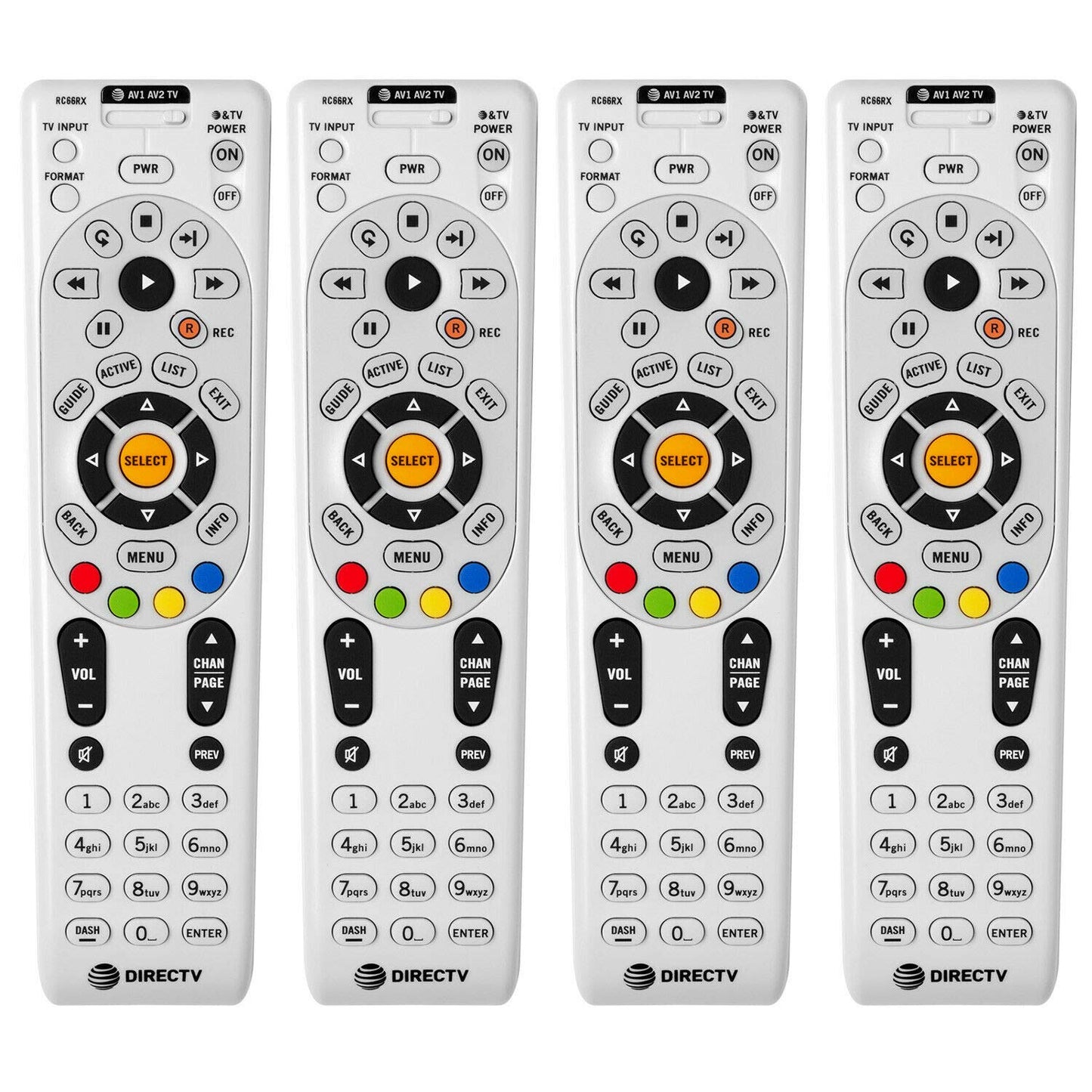 4 Pack Remote Controls DirecTV RC66RX RF (Remote Control's Replaces RC65RX)