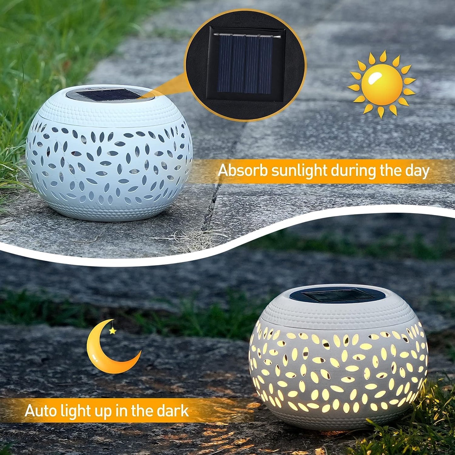 OMRAYTU 2 Pack Solar Table Lanterns Outdoor Waterproof LED Lights White, Solar Powered Decorative Lantern for Indoor Desk Bedroom Patio Garden Pathway