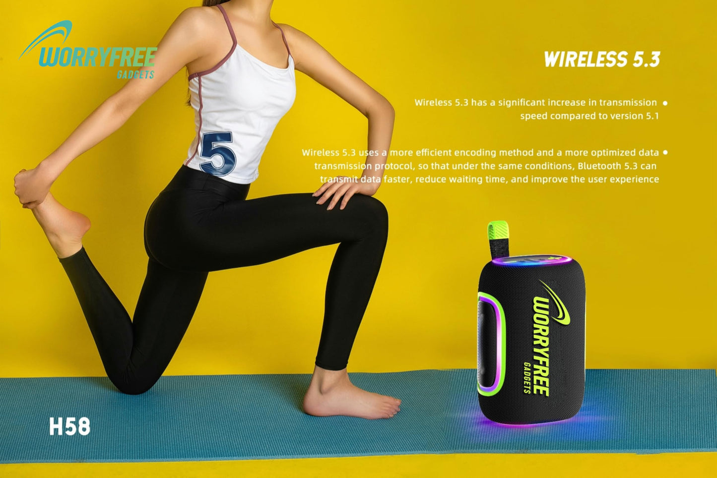 Portable Wireless Waterproof Bluetooth Speaker, 65W Output, 8000mAh Battery, RGB Lights, EQ Modes, 10M Range, TWS Connection, AUX/TF Card (Green)