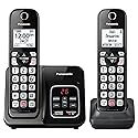 Panasonic Cordless Phone with Answering Machine, Advanced Call Block, Bilingual Caller ID and High-Contrast Display, Expandable System with 2 Handset