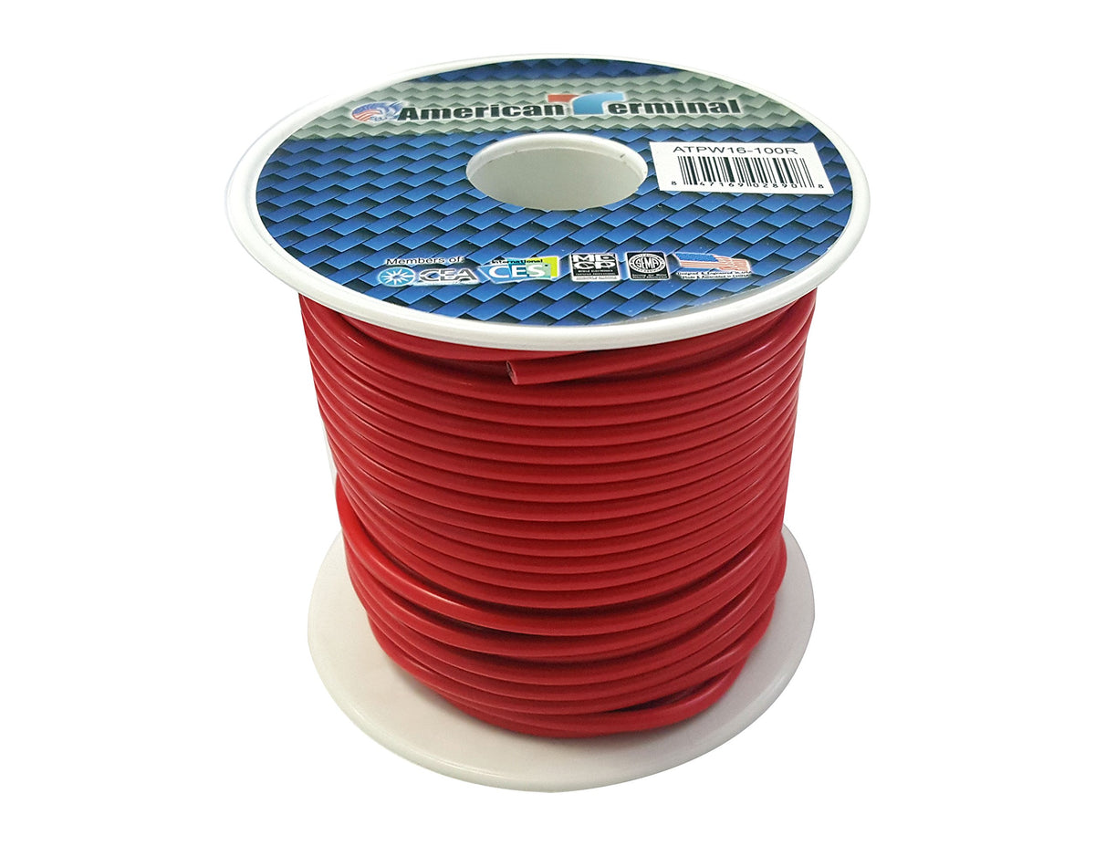 American Terminal ATPW16-100R 16 Gauge Primary Wire, Red