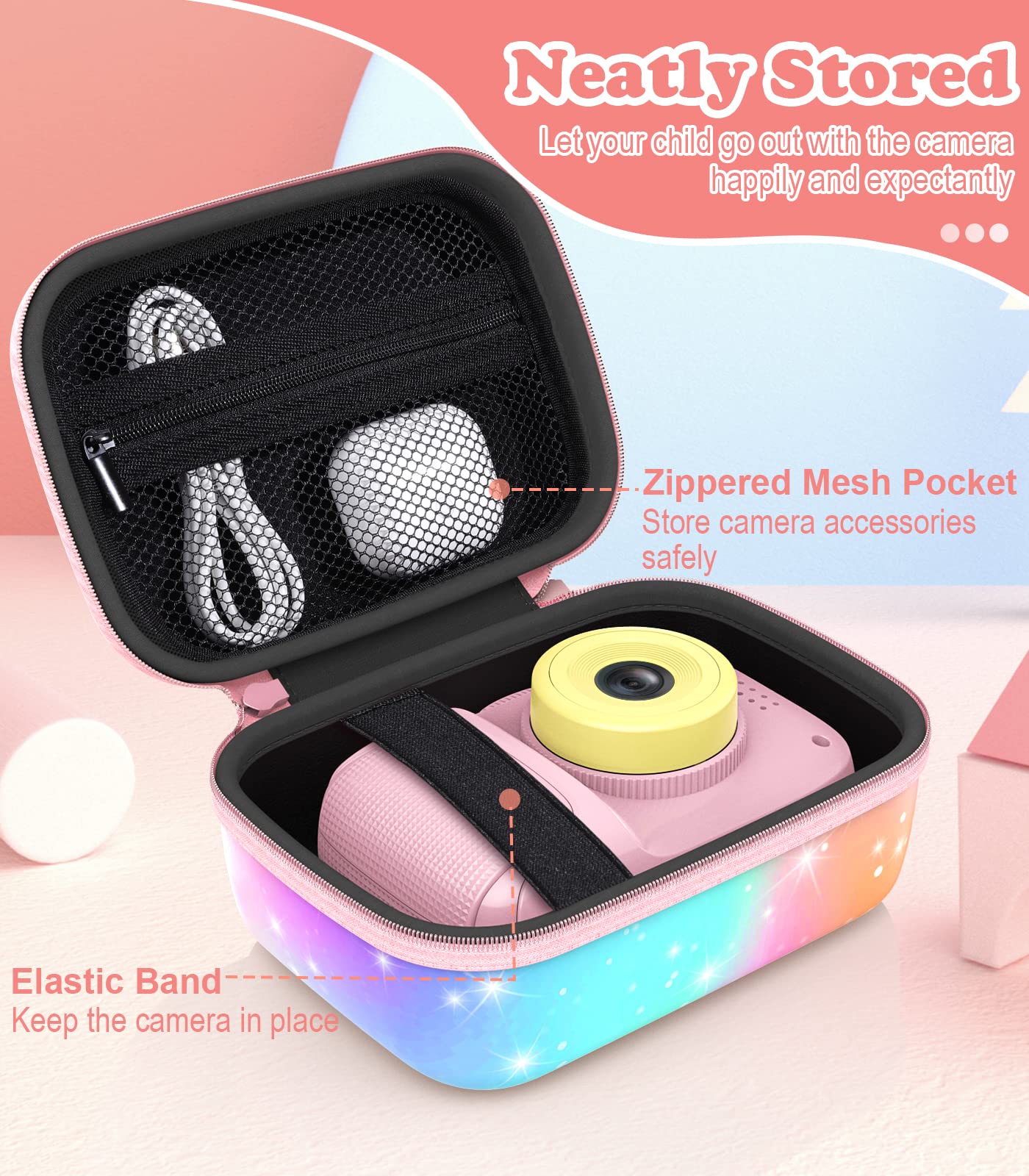 MoKo Kids Camera Case Compatible with Seckton/Goopow/CIMELR/Ourlife/OZMI/GKTZ/Dylanto/PROGRACE/Rindol/Dwfit/hyleton Digital & Video Camera, PU Hard