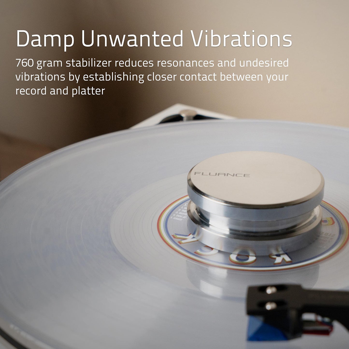 Fluance HiFi Vinyl Record Weight Stabilizer High Mass 760 gram Steel LP Disc Turntable Accessory with Protective Velvet Pad for Vibration Damping