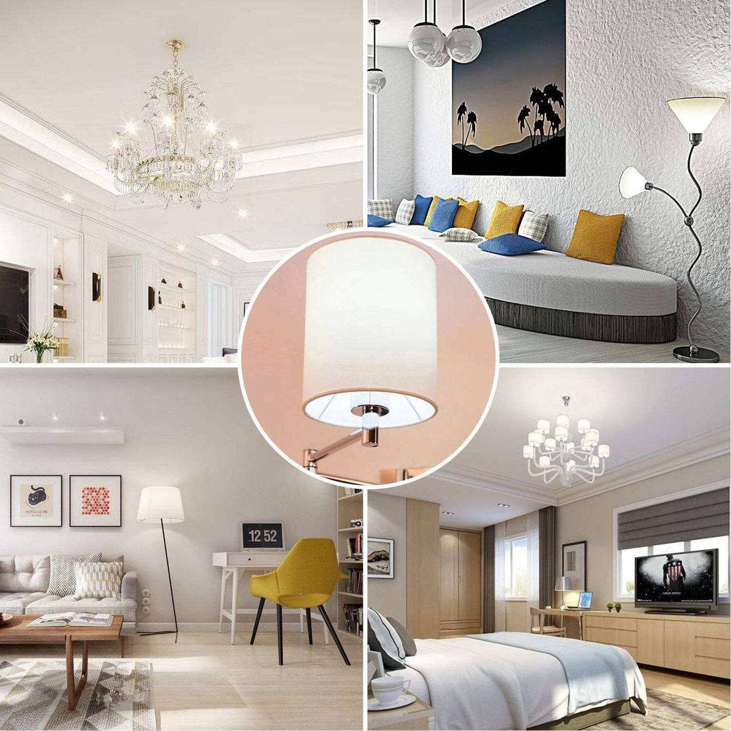 CTKcom LED Candelabra Light Bulbs E14 7W, Equivalent 60 Watt Light Bulbs,Candelabra Led E14 Instermediate Base,430 Lumens LED Not Dimmable (Warm White
