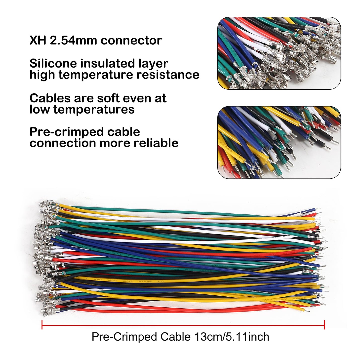 JUZITAO JST-XH 2.54mm Connector Socket Kit with Pre-Crimped 2.54mm Male and Female Cable Wire 2/3/4/5/6/7 Pin Housing JST Connector Adapter Plug