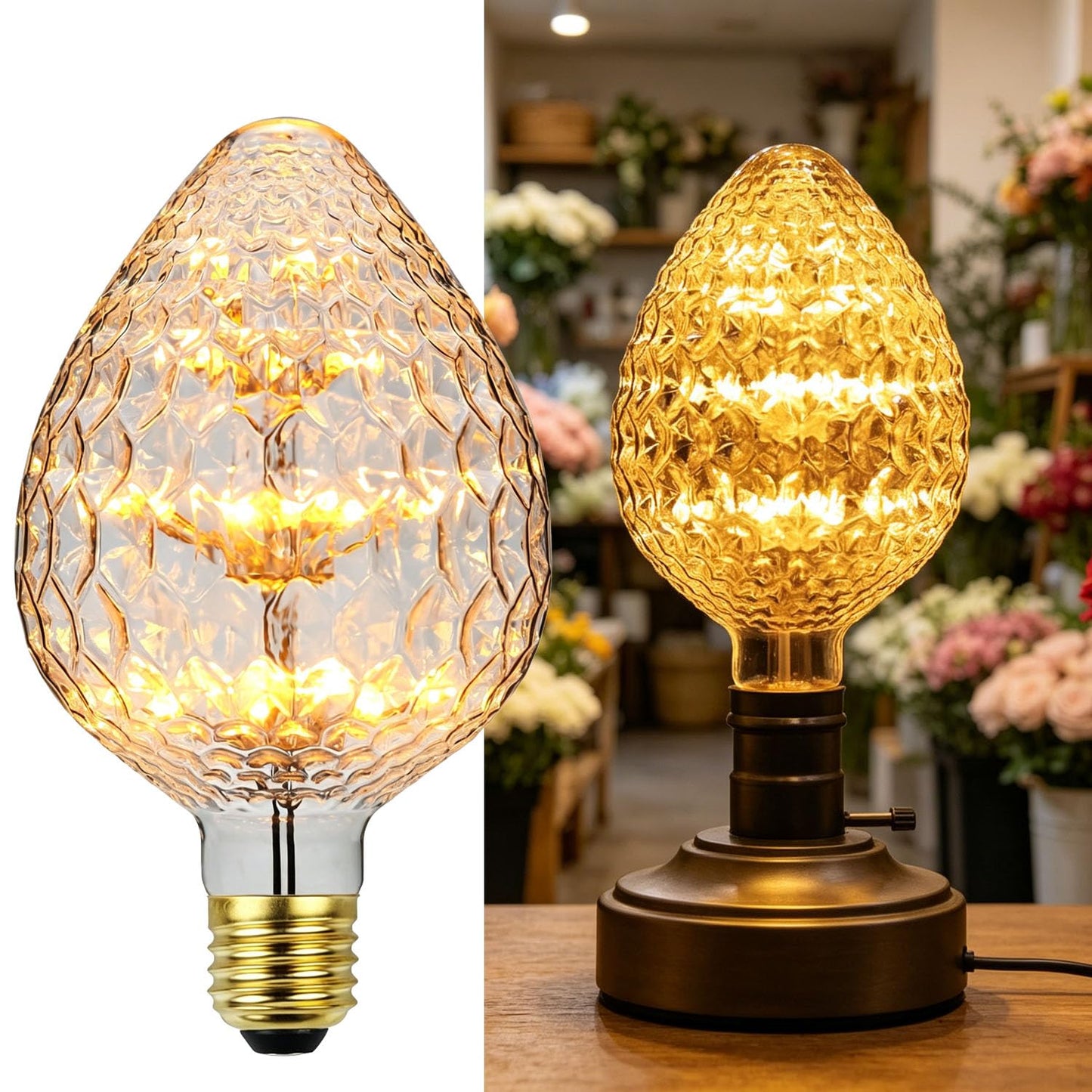 TIANFAN RGB Led Bulb Firework Starry Edison Bulb Warmth Glow 3W Decorative Light Bulbs (Strawberry)