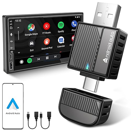 ByteWave Android Auto Wireless Adapter, 8s Fast Mini Wireless Android Auto Adapter with NFC Instant Connect, 5.8GHz WiFi Bluetooth 5.3 Stable Plug