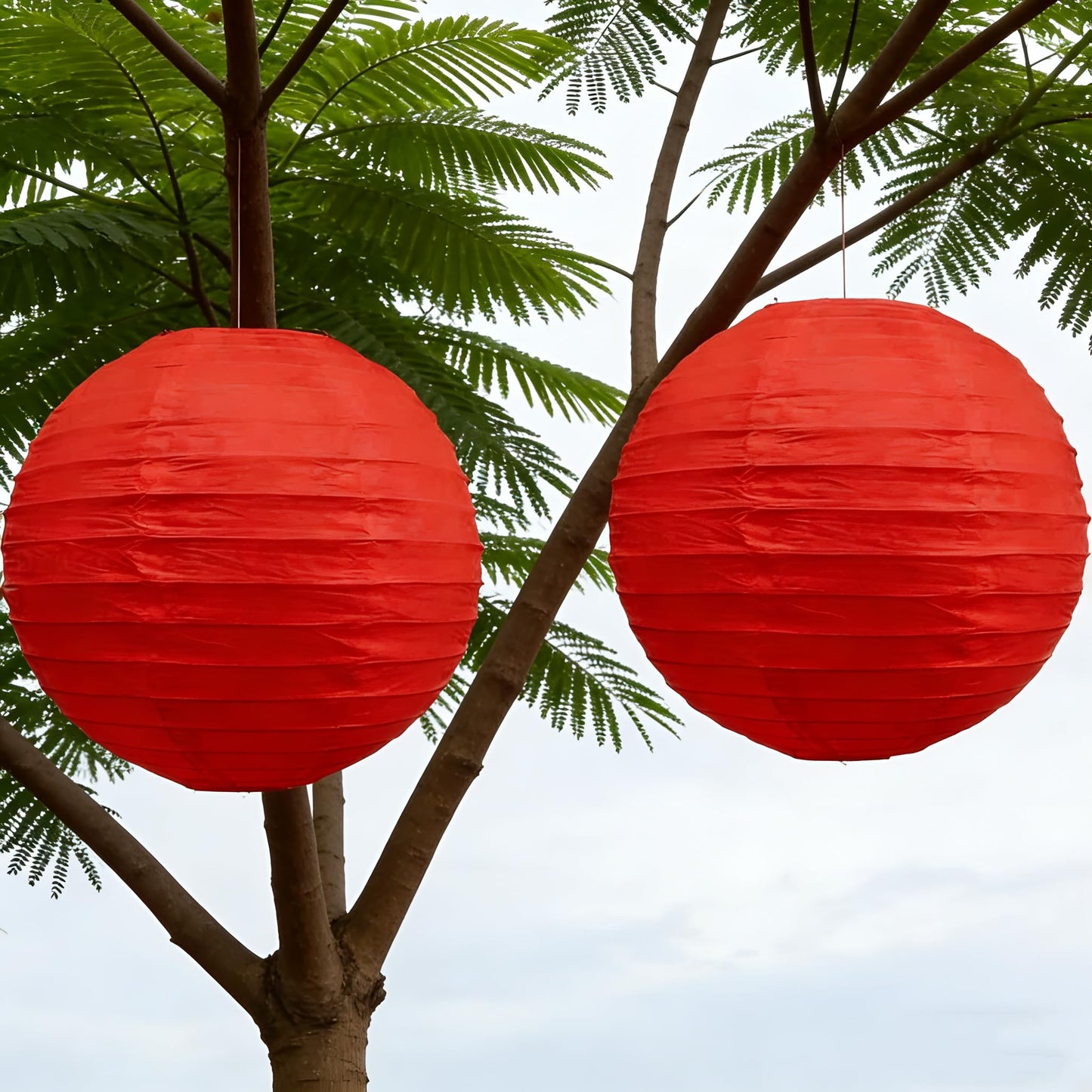 6Pcs Paper Lanterns Red Round Lanterns 12inches Hanging Paper Lanterns Lamp for Birthday, Wedding, Christmas, Bridal, Home Decor, Party Decoration